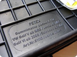 Hersteller der Matten: Petex