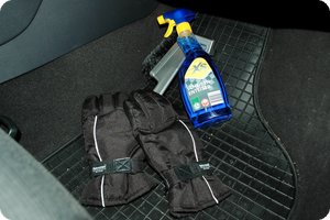 Alles zusammen im Beifahrerfußraum